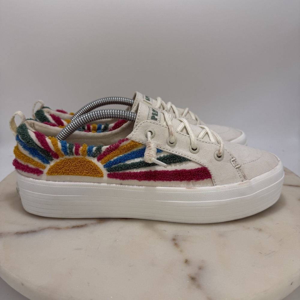 Sperry Womens SeaCycled Crest Vibe Platform Sneakers Size 8 Rainbow Pride